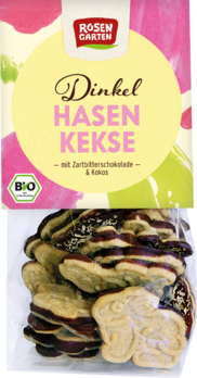 Rosengarten Dinkel Osterhasen-Kekse Zartbitter-Kokos 150g/S