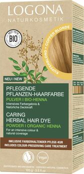 Pflanzenhaarfarben kupferblond | Naturkosmetik Pflanzen-Haarfarbe Pflegende | Pulver Haare Naturkost-Versand | LOGONA | | 02 färben 100g Haare