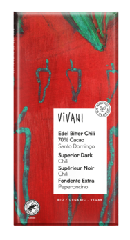 Vivani Edel Bitter Chili Schokolade 70% Cacao Santo Domingo 100g