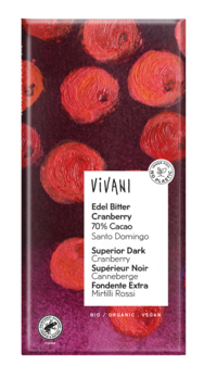 Vivani Edel Bitter Cranberry Schokolade 100g