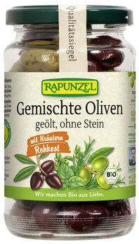 Rapunzel Oliven gemischt mit Kräutern, ohne Stein geölt 170g