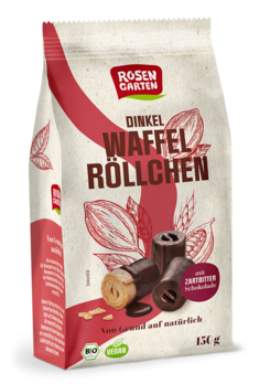 Rosengarten Dinkel Waffelröllchen Zartbitter 150g