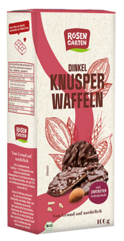 Rosengarten Dinkel-Knusperwaffeln Zartbitter 100g