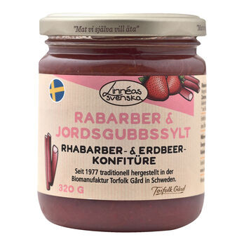Linneás svenska Rabarber & Jordgubbssylt Rhabarber & Erdbeer Fruchtaufstrich 320g